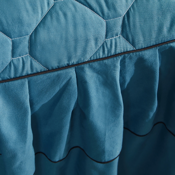 91家纺网 家纺一手货源 找家纺 艾裙海 2025新款纯色磨毛夹棉单床裙 宝蓝