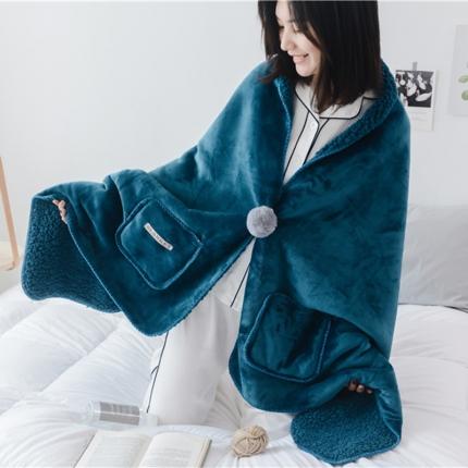 91家纺网 家纺一手货源 找家纺 静家居 2024直播多功能懒人毯墨绿