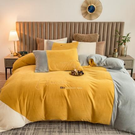 91家纺网 家纺一手货源 找家纺 （总）佰亿莱2024新款牛奶绒刺绣四件套-布鲁系列