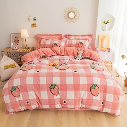 91家纺网 家纺一手货源 找家纺 （总）琪格格2022新款工艺款牛奶绒小包边四件套