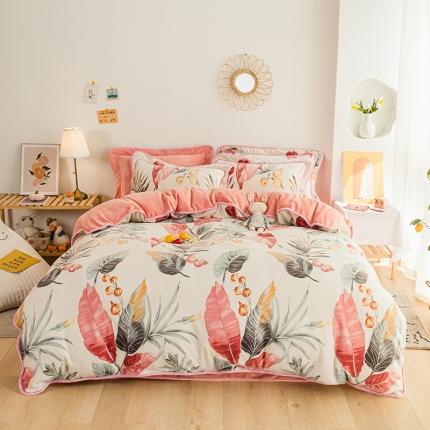 91家纺网 家纺一手货源 找家纺 （总）琪格格2022新款工艺款牛奶绒小包边四件套