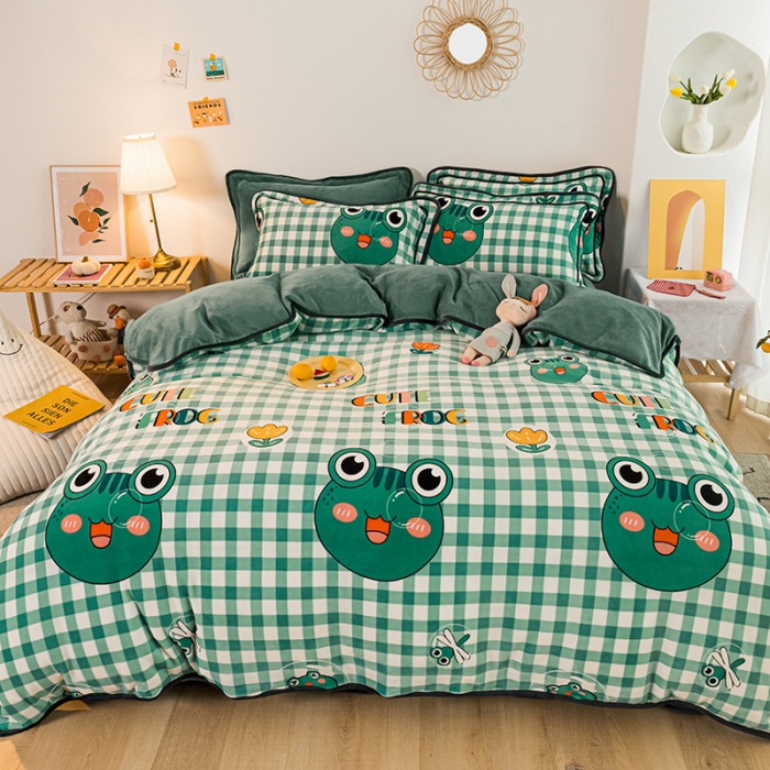 91家纺网 家纺一手货源 找家纺 （总）琪格格2022新款工艺款牛奶绒小包边四件套