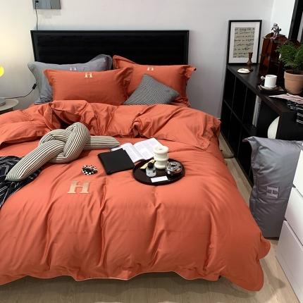 橘滋 2021新款100支长绒棉四件套-H系列 H橙