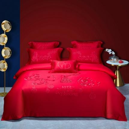 91家纺网 家纺一手货源 找家纺 （总）高大尚 2021新款40S全工艺喷气纯棉中式婚嫁四件套