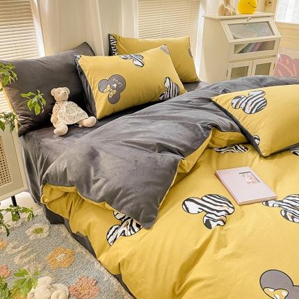 91家纺网 家纺一手货源 找家纺 （总）2022新款全棉+水晶绒四件套