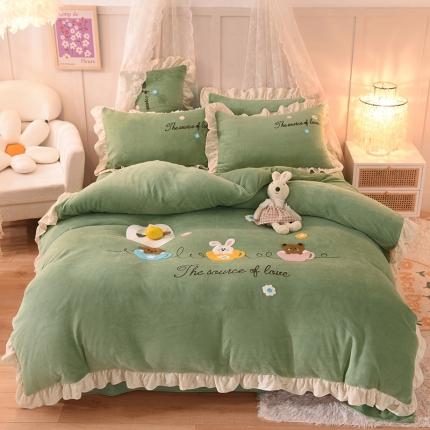 91家纺网 家纺一手货源 找家纺 （总）大米家居2023新款卡通毛巾绣牛奶绒刺绣宝宝绒四件套