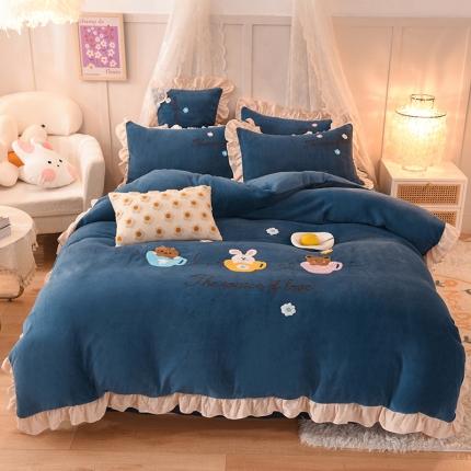 91家纺网 家纺一手货源 找家纺 （总）大米家居2023新款卡通毛巾绣牛奶绒刺绣宝宝绒四件套