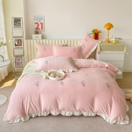 91家纺网 家纺一手货源 找家纺 （总）眠屿家纺2021新款牛奶绒四件套-秘密思语系列