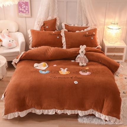 91家纺网 家纺一手货源 找家纺 （总）大米家居2023新款卡通毛巾绣牛奶绒刺绣宝宝绒四件套