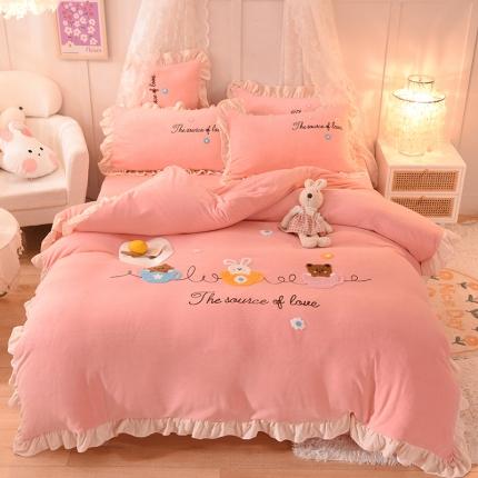 91家纺网 家纺一手货源 找家纺 （总）大米家居2023新款卡通毛巾绣牛奶绒刺绣宝宝绒四件套