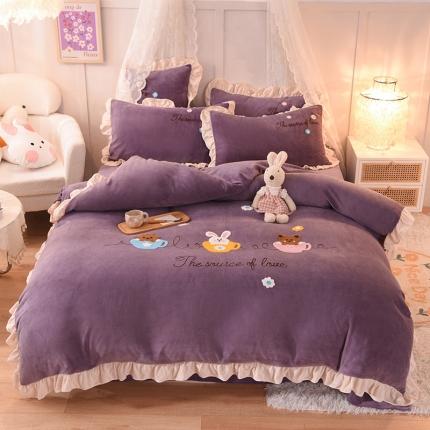 91家纺网 家纺一手货源 找家纺 （总）大米家居2023新款卡通毛巾绣牛奶绒刺绣宝宝绒四件套