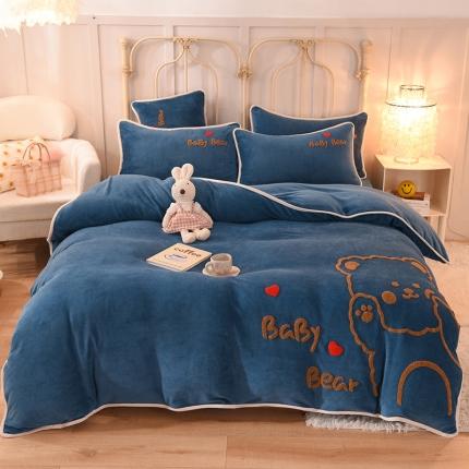 91家纺网 家纺一手货源 找家纺 （总）大米家居2023新款卡通毛巾绣牛奶绒刺绣宝宝绒四件套