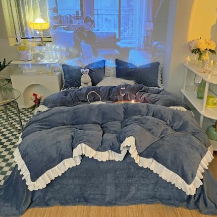 91家纺网 家纺一手货源 找家纺 （总）千朵 2021新款法莱绒加厚牛奶绒四件套