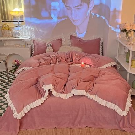 （总）千朵 2021新款法莱绒加厚牛奶绒四件套