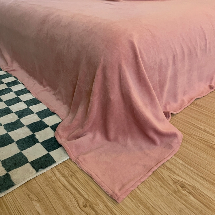 91家纺网 家纺一手货源 找家纺 千朵 2021新款法莱绒加厚牛奶绒四件套 豆沙粉