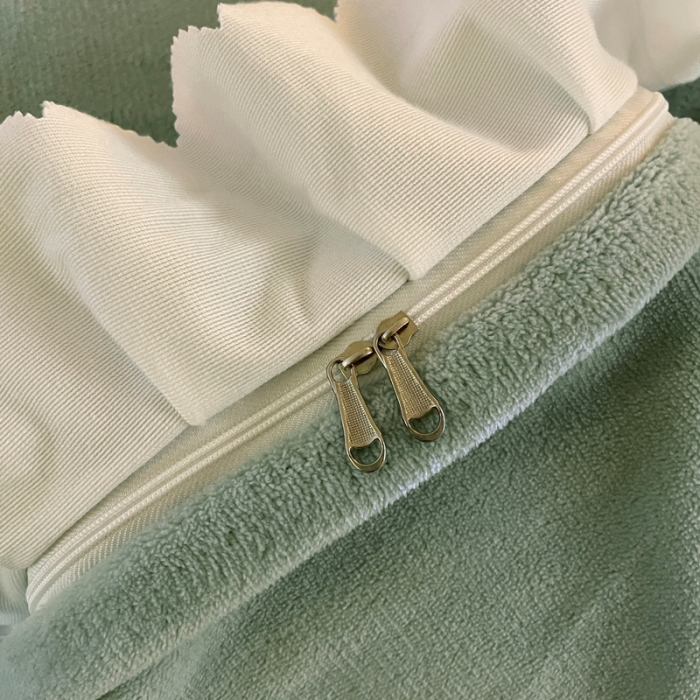 91家纺网 家纺一手货源 找家纺 千朵 2021新款法莱绒加厚牛奶绒四件套 嫩荷绿