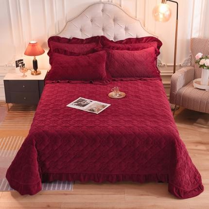 91家纺网 家纺一手货源 找家纺 （总）甜之梦 2025新款纯色全棉夹棉防滑花边款床盖