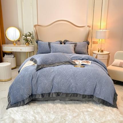 91家纺网 家纺一手货源 找家纺 （总）吾秀  银杏雕花四件套 牛奶绒四件套法莱绒四件套