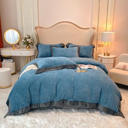 91家纺网 家纺一手货源 找家纺 （总）吾秀  银杏雕花四件套 牛奶绒四件套法莱绒四件套