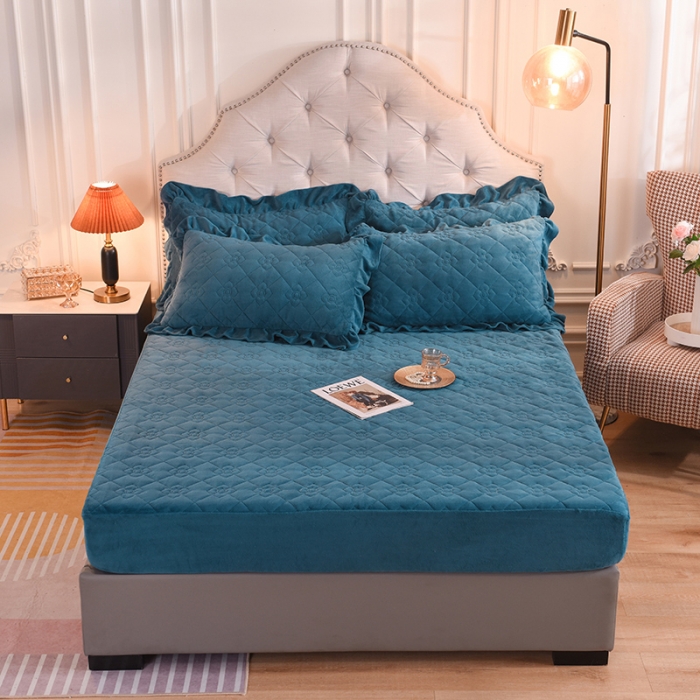 91家纺网 家纺一手货源 找家纺 （总）甜之梦 2025新款牛奶绒夹棉防滑纯色床笠