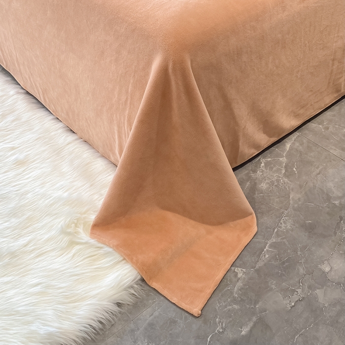 91家纺网 家纺一手货源 找家纺 吾秀 2021秋冬新款三维彩雕绒四件套 安蒂亚-桔红