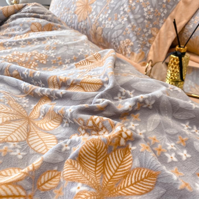 91家纺网 家纺一手货源 找家纺 吾秀 2021秋冬新款三维彩雕绒四件套 梦田-灰