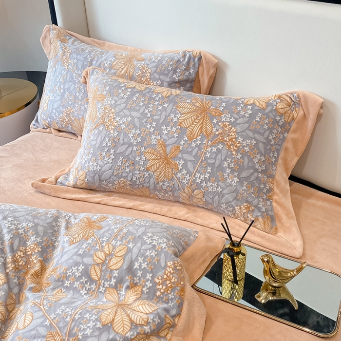 91家纺网 家纺一手货源 找家纺 吾秀 2021秋冬新款三维彩雕绒四件套 梦田-灰