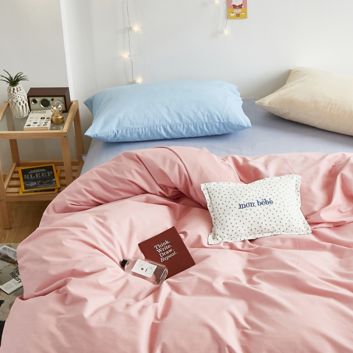 91家纺网 家纺一手货源 找家纺 怡家居 2021新款全棉磨毛混搭四件套 摩卡粉