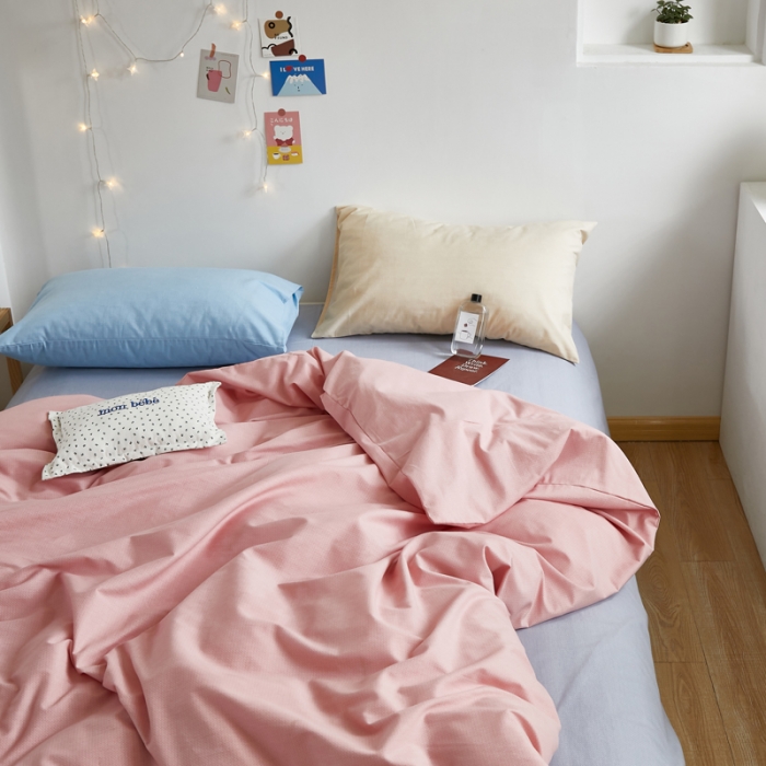 91家纺网 家纺一手货源 找家纺 怡家居 2021新款全棉磨毛混搭四件套 摩卡粉