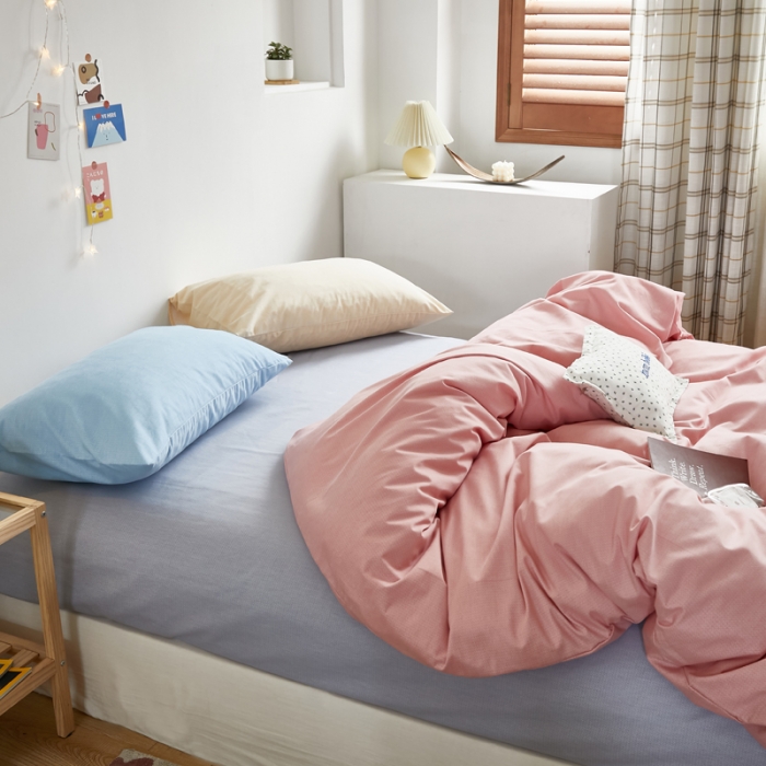 91家纺网 家纺一手货源 找家纺 怡家居 2021新款全棉磨毛混搭四件套 摩卡粉