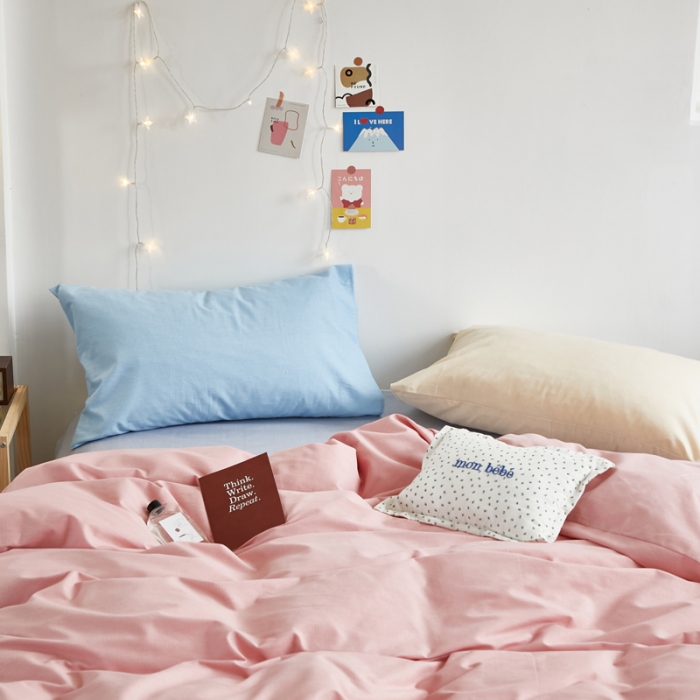 91家纺网 家纺一手货源 找家纺 怡家居 2021新款全棉磨毛混搭四件套 摩卡粉