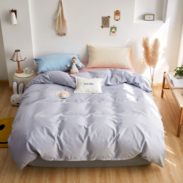 91家纺网 家纺一手货源 找家纺 怡家居 2021新款全棉磨毛混搭四件套 摩卡灰