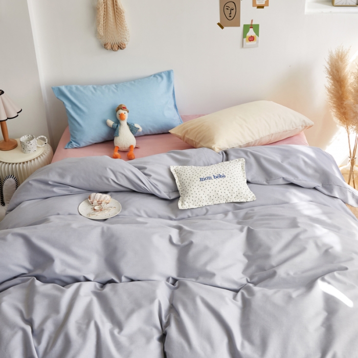 91家纺网 家纺一手货源 找家纺 怡家居 2021新款全棉磨毛混搭四件套 摩卡灰