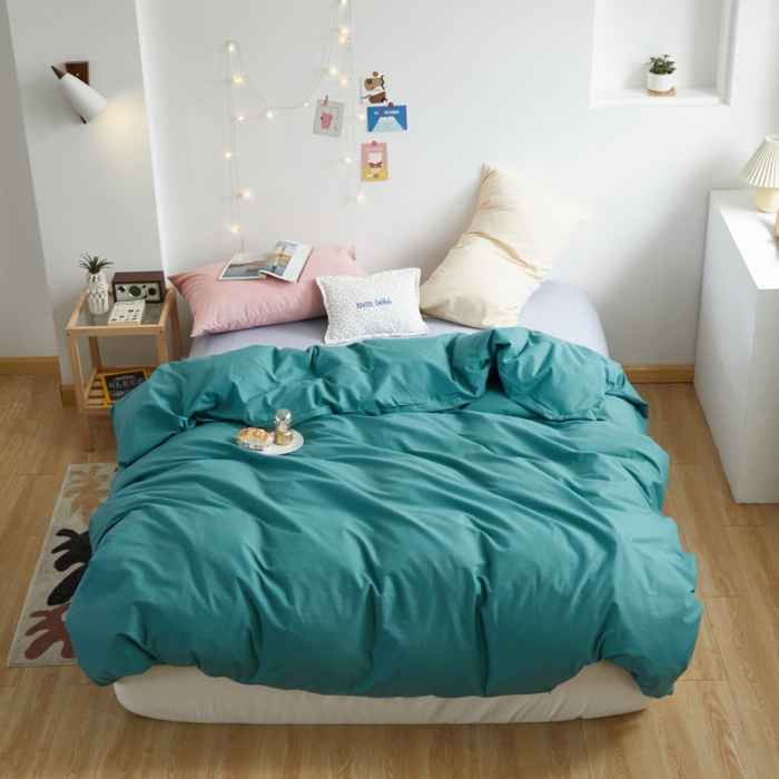 91家纺网 家纺一手货源 找家纺 怡家居 2021新款全棉磨毛混搭四件套 摩卡绿