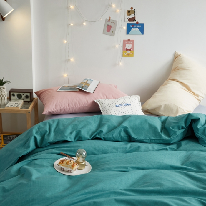 91家纺网 家纺一手货源 找家纺 怡家居 2021新款全棉磨毛混搭四件套 摩卡绿