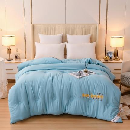 91家纺网 家纺一手货源 找家纺 芯恋 2025新款素色加厚磨毛暖芯大豆纤维被芯冬被 湖蓝