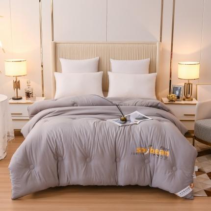 91家纺网 家纺一手货源 找家纺 芯恋 2025新款素色加厚磨毛暖芯大豆纤维被芯冬被 灰色