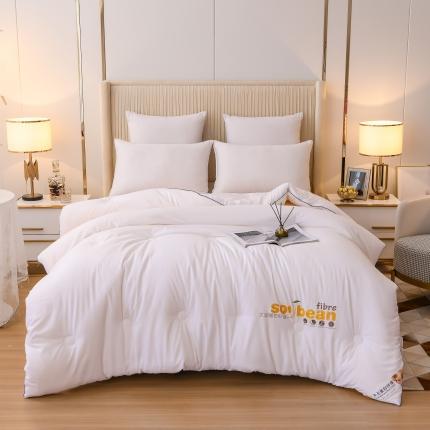 91家纺网 家纺一手货源 找家纺 芯恋 2025新款素色加厚磨毛暖芯大豆纤维被芯冬被 牛奶白