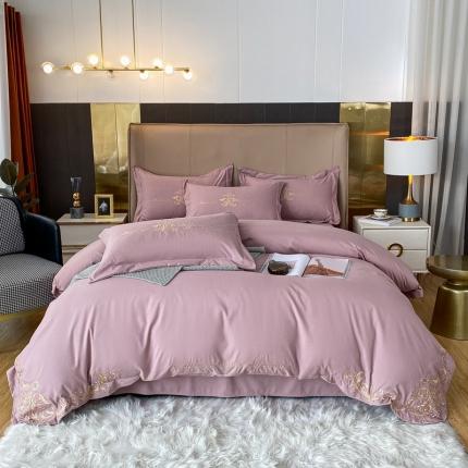 91家纺网 家纺一手货源 找家纺 博纳2021新款140克锦缎磨毛面料四件套-柏拉图 豆沙