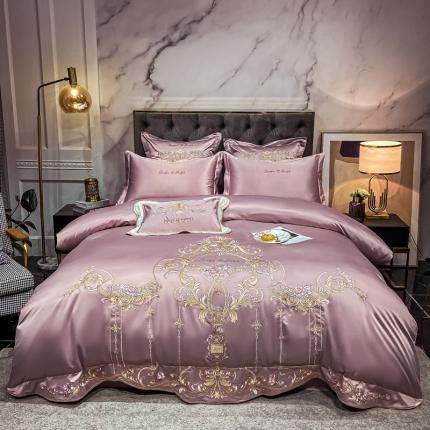 91家纺网 家纺一手货源 找家纺 （总）博纳A面真丝提花B面13372喷气纯棉四件套-克莉丝汀