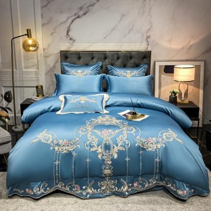 91家纺网 家纺一手货源 找家纺 （总）博纳A面真丝提花B面13372喷气纯棉四件套-克莉丝汀