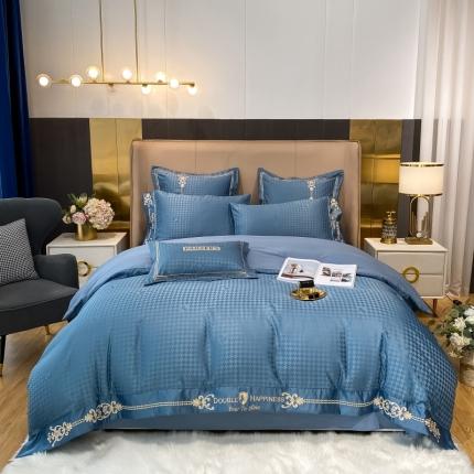 91家纺网 家纺一手货源 找家纺 博纳A面水洗真丝提花B面13372喷气纯棉四件套-拉法 宾利兰