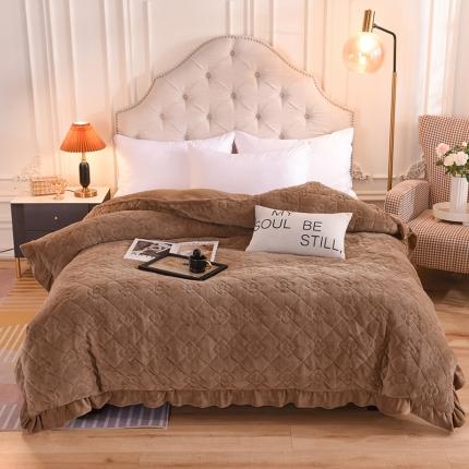 甜之梦 2025新款牛奶绒夹棉纯色单被套 奶茶咖