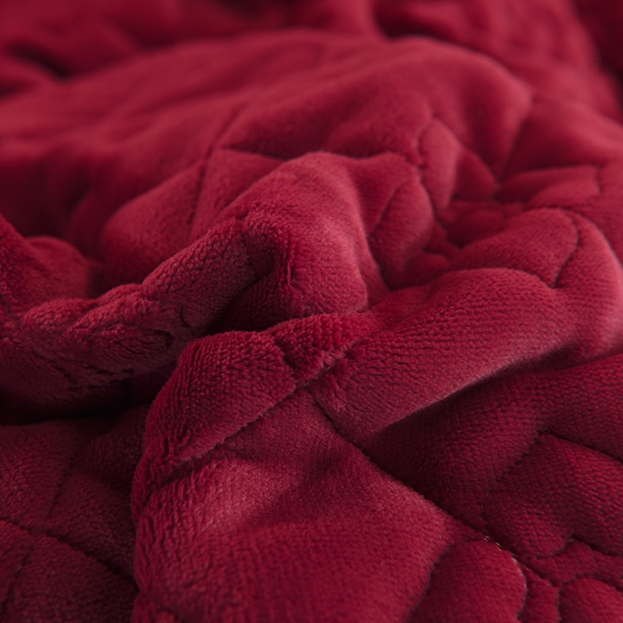 91家纺网 家纺一手货源 找家纺 甜之梦 2025新款牛奶绒夹棉纯色单被套 洋酒红