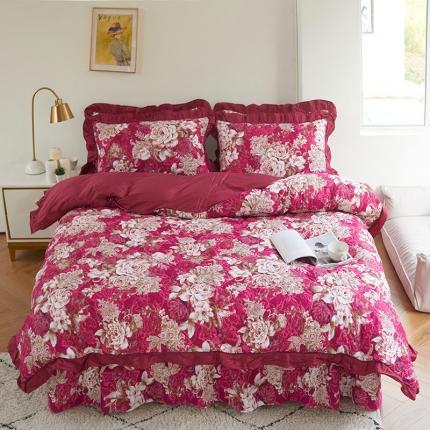 91家纺网 家纺一手货源 找家纺 爱妮玖玖套件14-1全套夹棉普通款床罩床笠四件套（含包装）