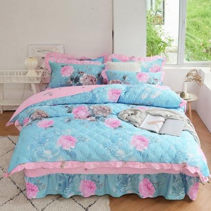 91家纺网 家纺一手货源 找家纺 爱妮玖玖套件14-1全套夹棉普通款床罩床笠四件套（含包装）