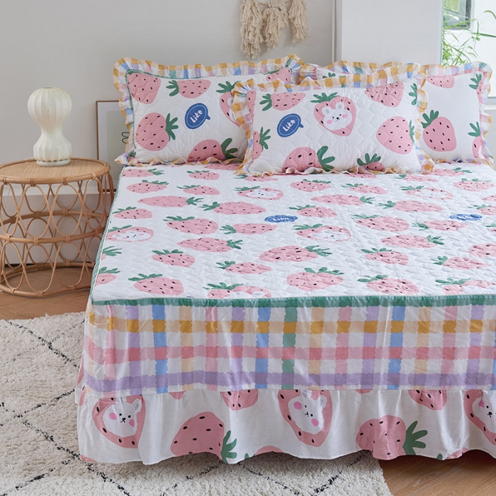 91家纺网 家纺一手货源 找家纺 爱妮玖玖套件14-1全套夹棉普通款床罩床笠四件套（含包装）