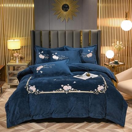 91家纺网 家纺一手货源 找家纺 （总）诗黛尔 2021新款秋冬保暖婴儿绒绣花四件套-十里春风