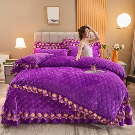 恒爱2021新款清新雅致系列床盖四件套 雅致清新-帝王紫