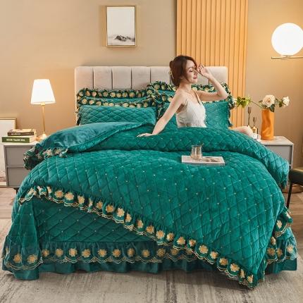 恒爱2021新款清新雅致系列床盖四件套 雅致清新-翡翠绿